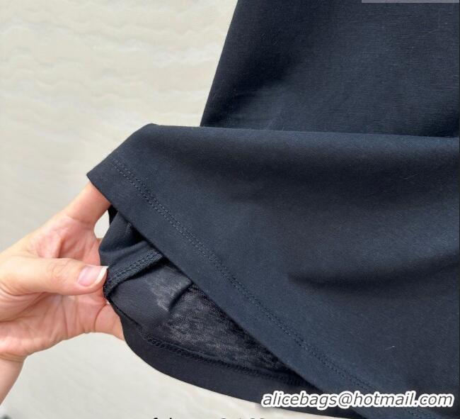 Buy Discount Chanel Cotton T-Shirt with Pearl Collar CH061224 Black 2025