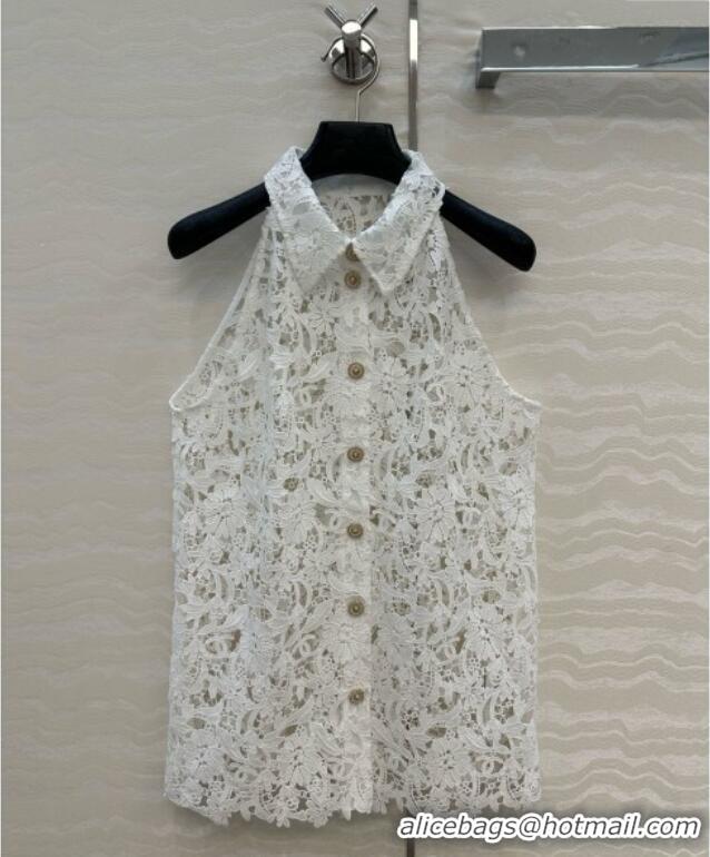 Super Quality Chanel Lace Vest 0620 White 2025