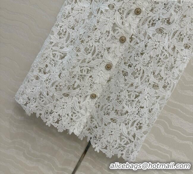 Super Quality Chanel Lace Vest 0620 White 2025