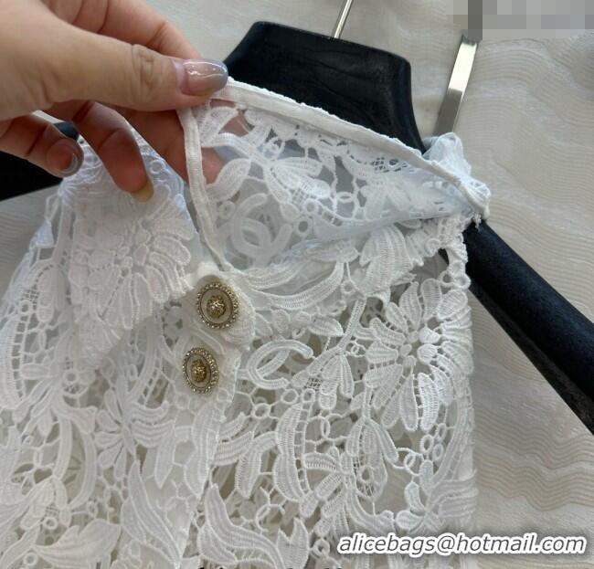 Super Quality Chanel Lace Vest 0620 White 2025