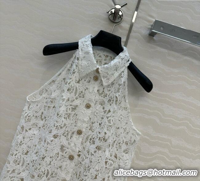 Super Quality Chanel Lace Vest 0620 White 2025