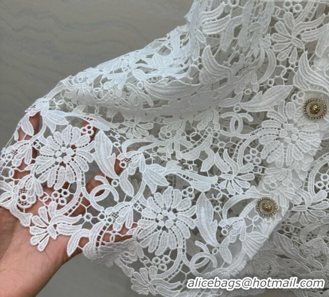Super Quality Chanel Lace Vest 0620 White 2025