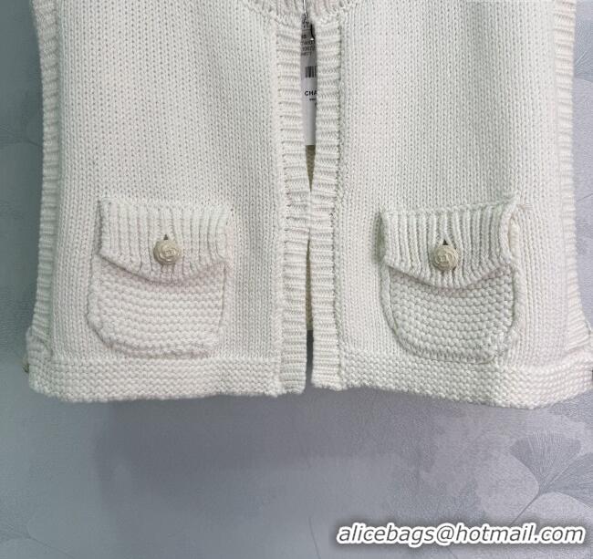 Discount Design Chanel Knit Short Vest 0620 White 2025
