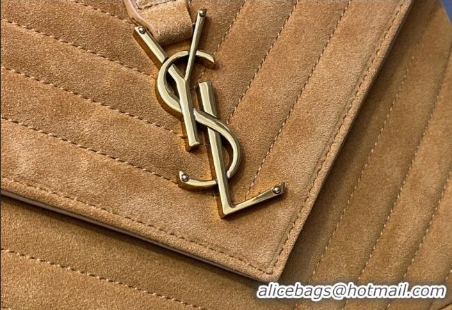 Best Price Saint Laurent College Medium Chain Bag in Quilted Suede 487213 Camel Brown 2024