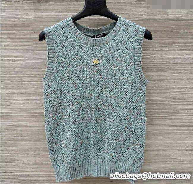 ​Top Quality Chanel Cashmere Blend Knit Vest 0620 Green 2025