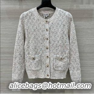 Super Quality Chanel Cashmere Blend Knit Cardigan 0620 White 2025