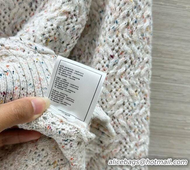Super Quality Chanel Cashmere Blend Knit Cardigan 0620 White 2025