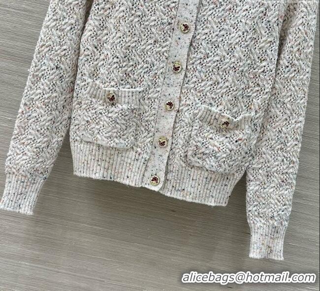 Super Quality Chanel Cashmere Blend Knit Cardigan 0620 White 2025