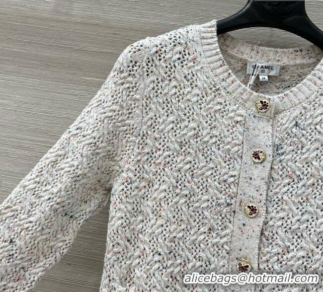 Super Quality Chanel Cashmere Blend Knit Cardigan 0620 White 2025
