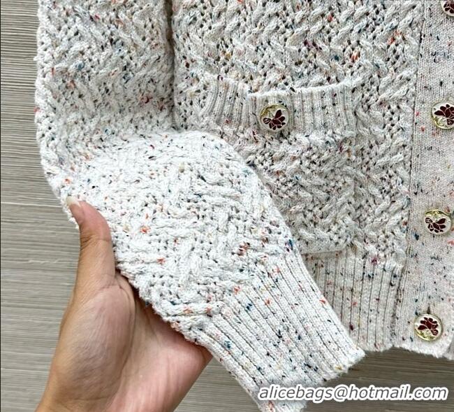 Super Quality Chanel Cashmere Blend Knit Cardigan 0620 White 2025