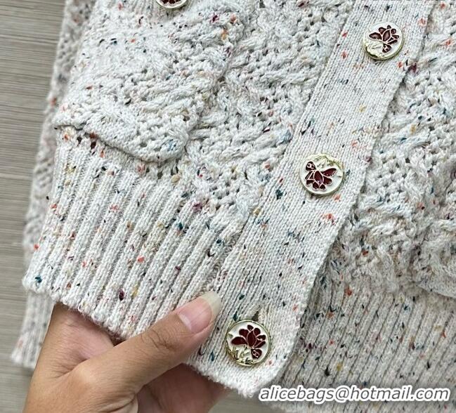 Super Quality Chanel Cashmere Blend Knit Cardigan 0620 White 2025
