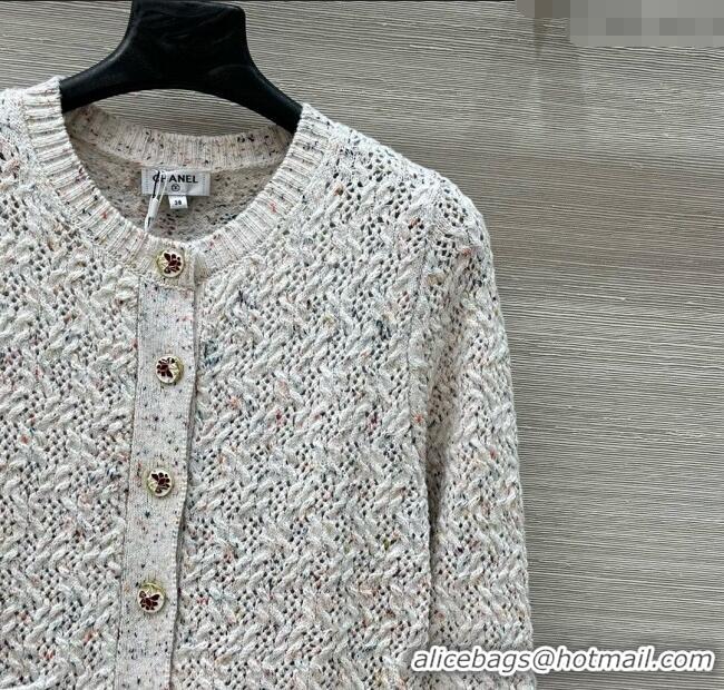 Super Quality Chanel Cashmere Blend Knit Cardigan 0620 White 2025