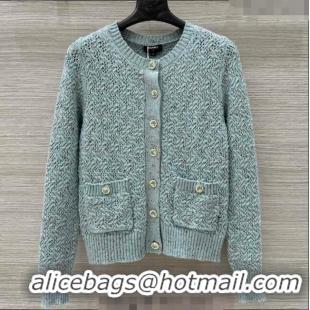 ​Top Quality Chanel Cashmere Blend Knit Cardigan 0620 Green 2025