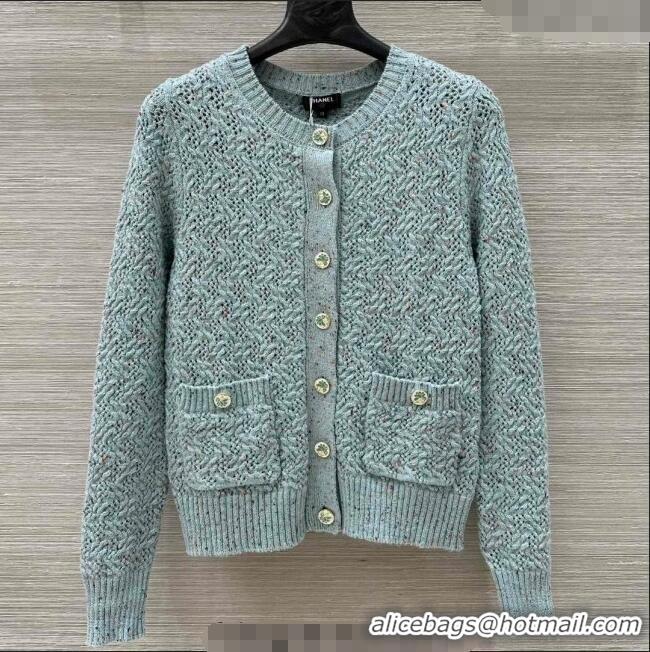 ​Top Quality Chanel Cashmere Blend Knit Cardigan 0620 Green 2025