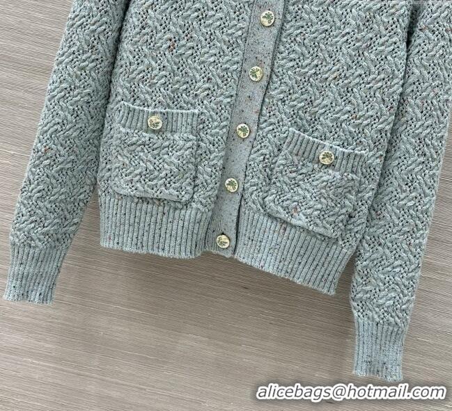 ​Top Quality Chanel Cashmere Blend Knit Cardigan 0620 Green 2025
