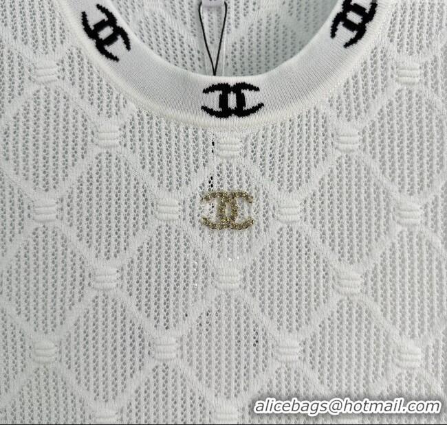​Top Quality Chanel Knit Vest with CC Charm 0620 White 2025
