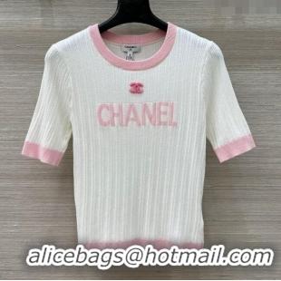 ﻿Famous Brand Chanel Silk Cotton Knit Top 0620 White 2025