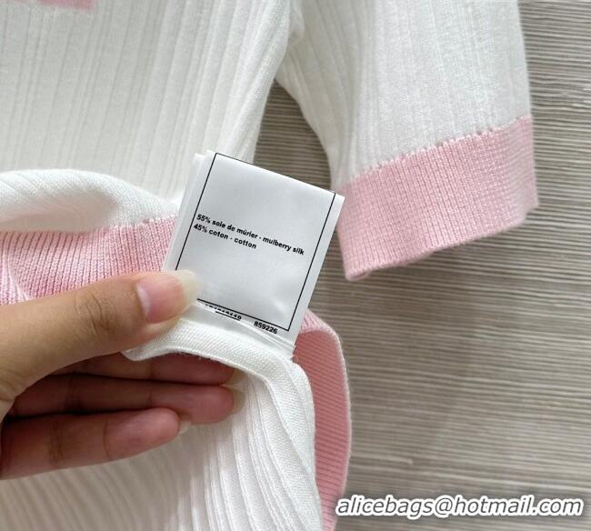 ﻿Famous Brand Chanel Silk Cotton Knit Top 0620 White 2025