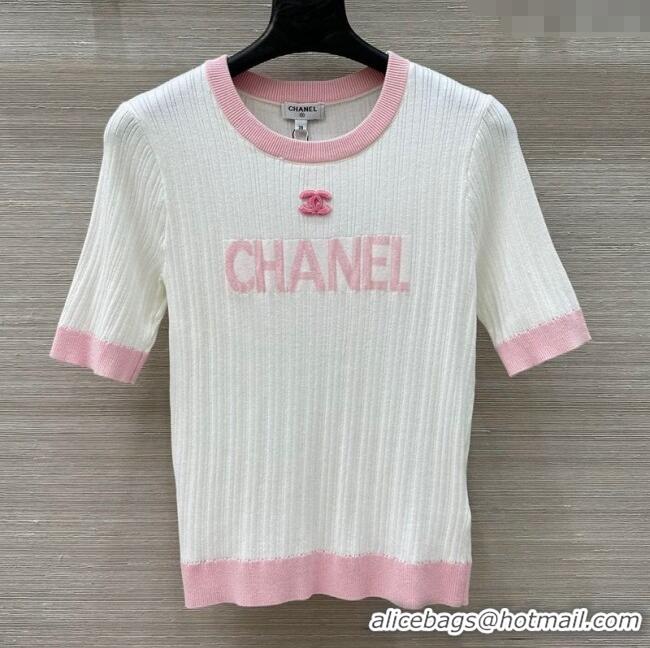 ﻿Famous Brand Chanel Silk Cotton Knit Top 0620 White 2025
