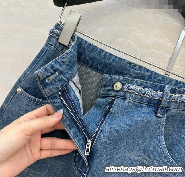 Buy Cheap Chanel Denim Mini Skirt with Chain Charm 0620 Blue 2025