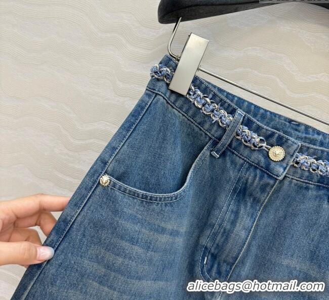 Buy Cheap Chanel Denim Mini Skirt with Chain Charm 0620 Blue 2025
