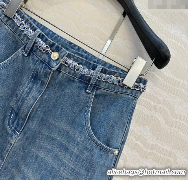 Buy Cheap Chanel Denim Mini Skirt with Chain Charm 0620 Blue 2025