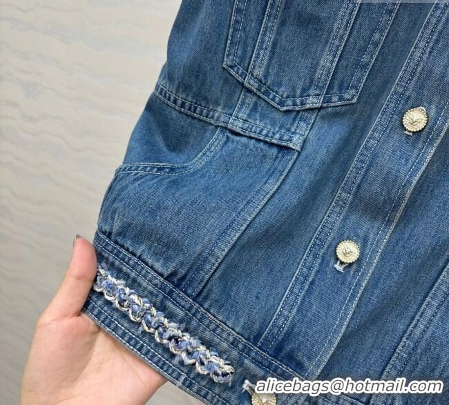 Top Quality Chanel Denim Vest with Chain Charm 0620 Blue 2025