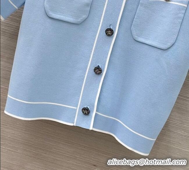 ​Famous Brand Chanel Polo Cardigan 0620 Light Blue 2025
