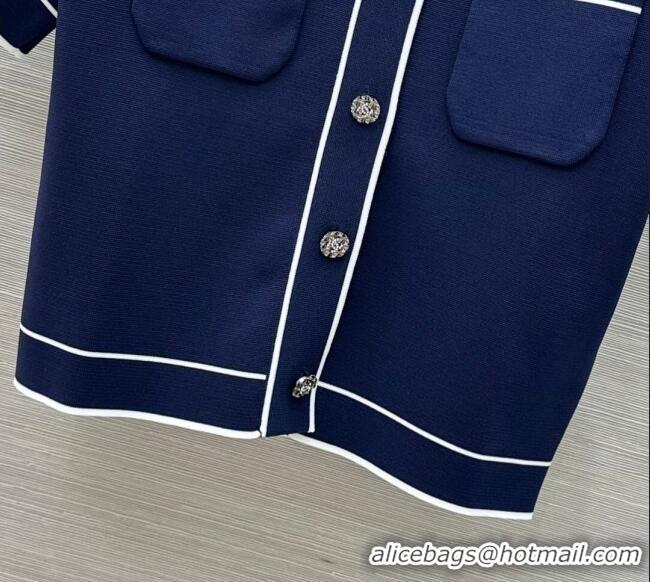 ​Top Quality Chanel Polo Cardigan 0620 Navy Blue 2025