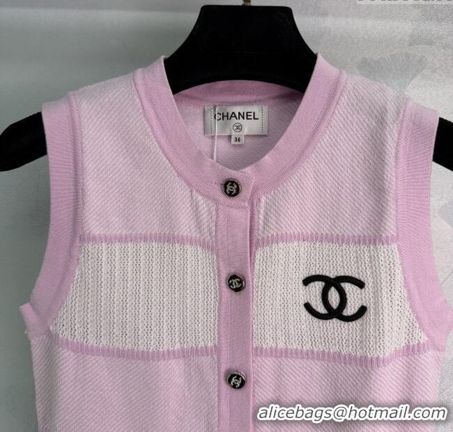 Traditional Discount Chanel Wool Blend Vest 0619 Pink 2025