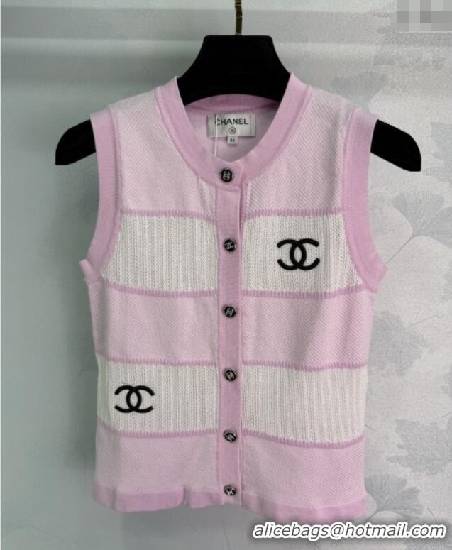 Traditional Discount Chanel Wool Blend Vest 0619 Pink 2025