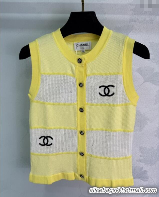 Big Discount Chanel Wool Blend Vest 0619 Yellow 2025