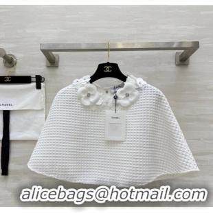 Well Crafted Chanel Knit Shawl Top with Blossom 0704 White 2025