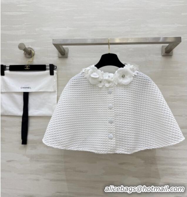 Well Crafted Chanel Knit Shawl Top with Blossom 0704 White 2025