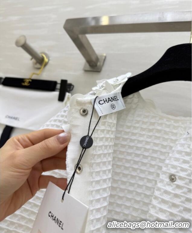 Well Crafted Chanel Knit Shawl Top with Blossom 0704 White 2025