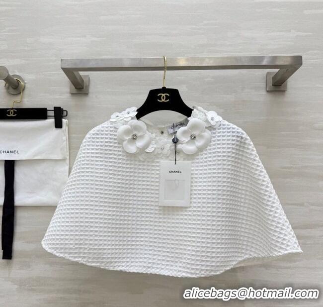 Well Crafted Chanel Knit Shawl Top with Blossom 0704 White 2025
