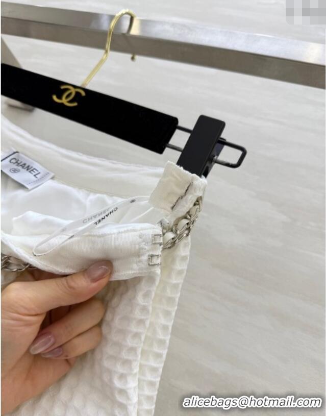 Inexpensive Chanel Knit Skirt with Chain 0704 White 2025