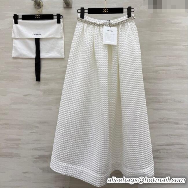 Inexpensive Chanel Knit Skirt with Chain 0704 White 2025