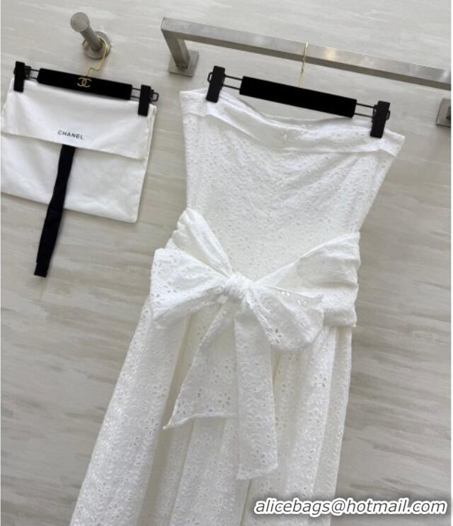 Buy Discount Chanel Blossom Dress with Bow 0704 White 2025