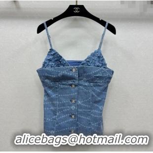 Most Popular Chanel Denim Vest with Blossom 0704 Blue 2025