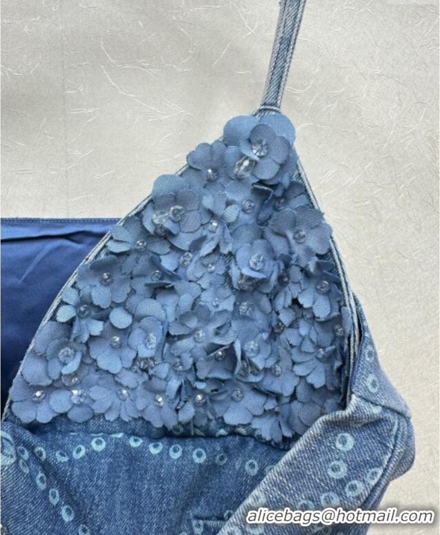 Most Popular Chanel Denim Vest with Blossom 0704 Blue 2025