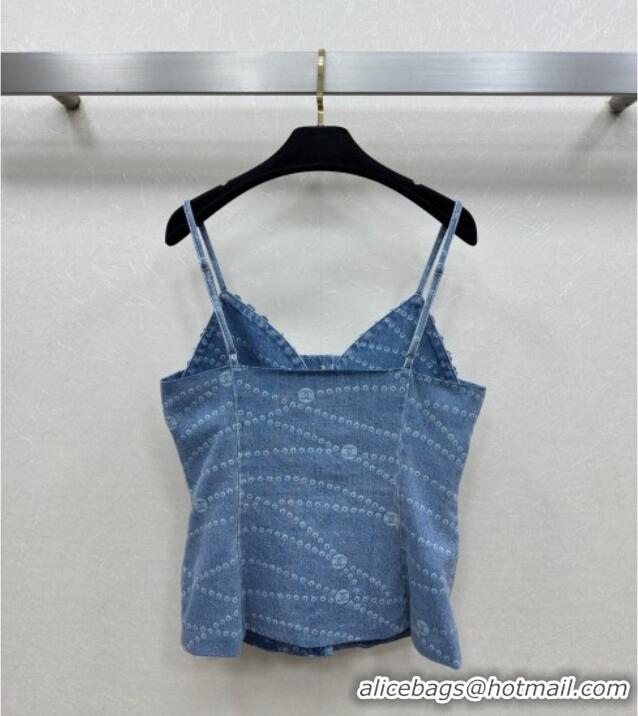 Most Popular Chanel Denim Vest with Blossom 0704 Blue 2025