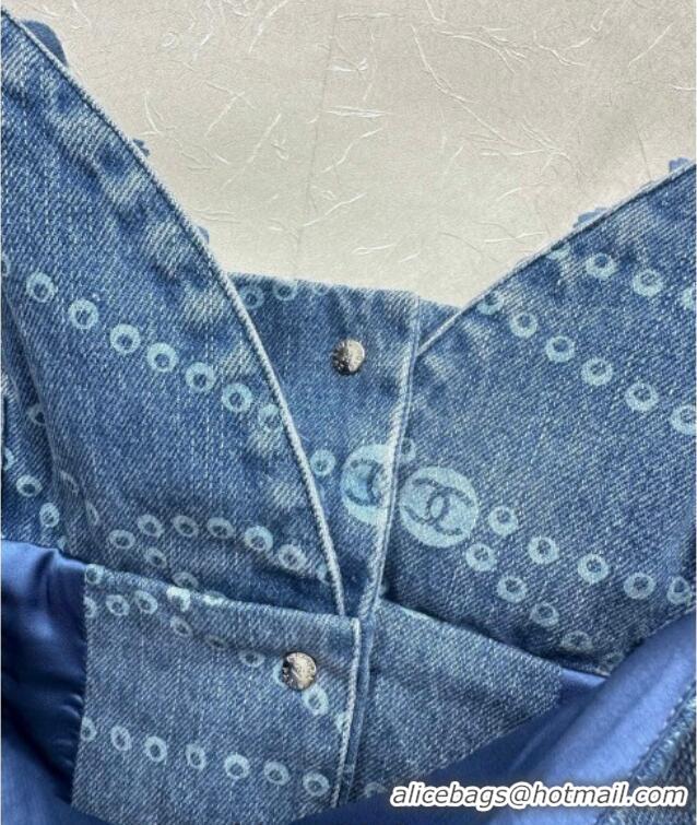 Most Popular Chanel Denim Vest with Blossom 0704 Blue 2025
