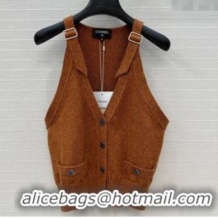 Most Popular Chanel Wool Knit Vest with Buckle 0704 Yellow/Brown 2025
