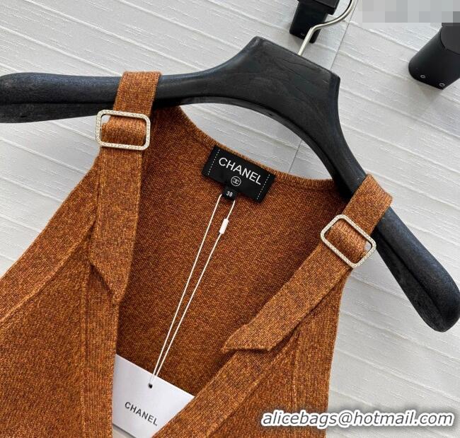 Most Popular Chanel Wool Knit Vest with Buckle 0704 Yellow/Brown 2025