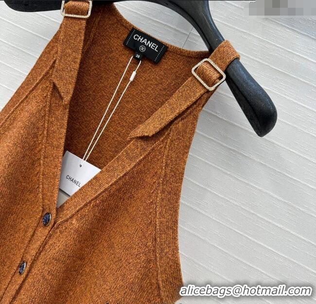 Most Popular Chanel Wool Knit Vest with Buckle 0704 Yellow/Brown 2025