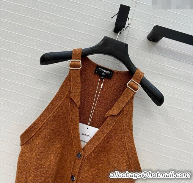 Most Popular Chanel Wool Knit Vest with Buckle 0704 Yellow/Brown 2025
