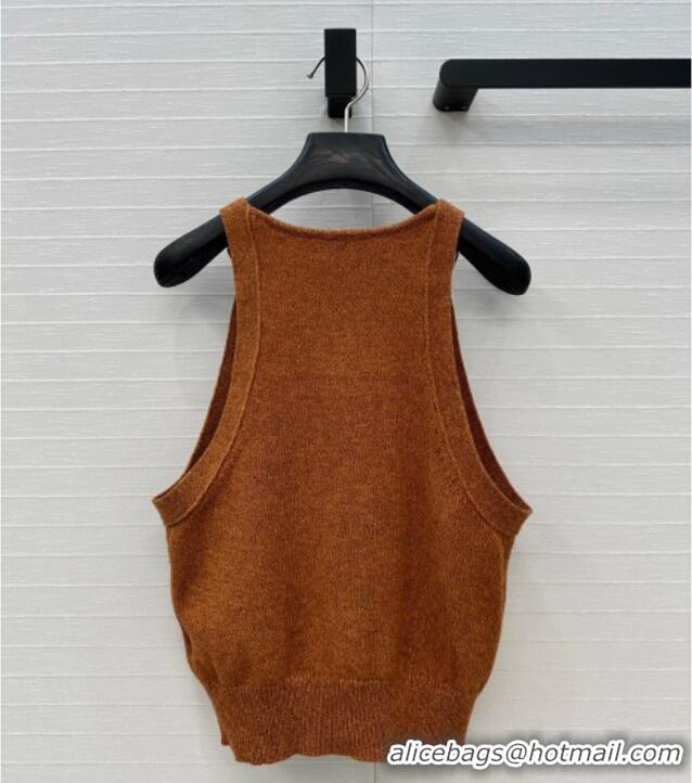 Most Popular Chanel Wool Knit Vest with Buckle 0704 Yellow/Brown 2025