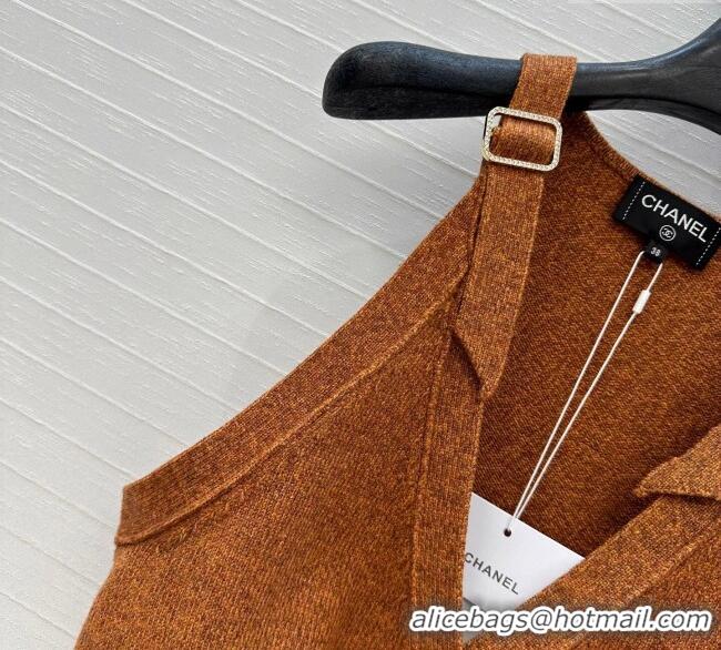 Most Popular Chanel Wool Knit Vest with Buckle 0704 Yellow/Brown 2025
