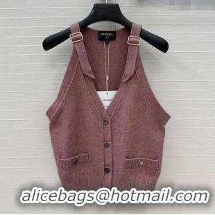 Hot Sell Cheap Chanel Wool Knit Vest with Buckle 0704 Pink 2025